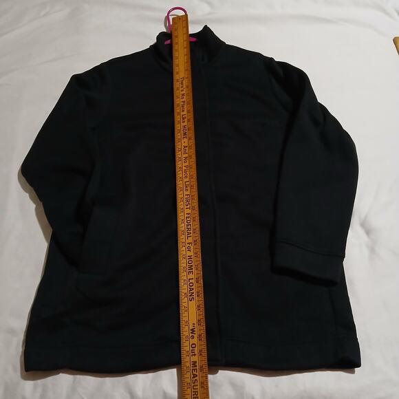 Lands' End XL/P Black Sweatshirt Style Full-Zip Long-Sleeved Micro-Waffle Jacket - Picture 10 of 14